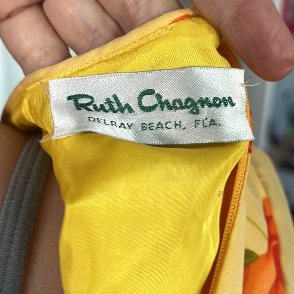 Vtg 60s 70s yellow POPPY orange dress by Ruth Chagnon size S M - Picture 9 of 9